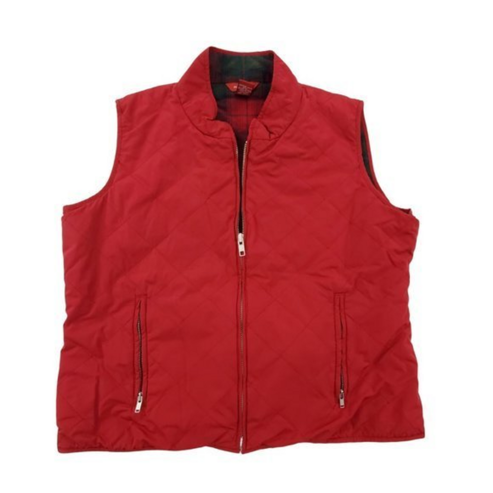 Women's Quilted Red Zip-Front Vest
